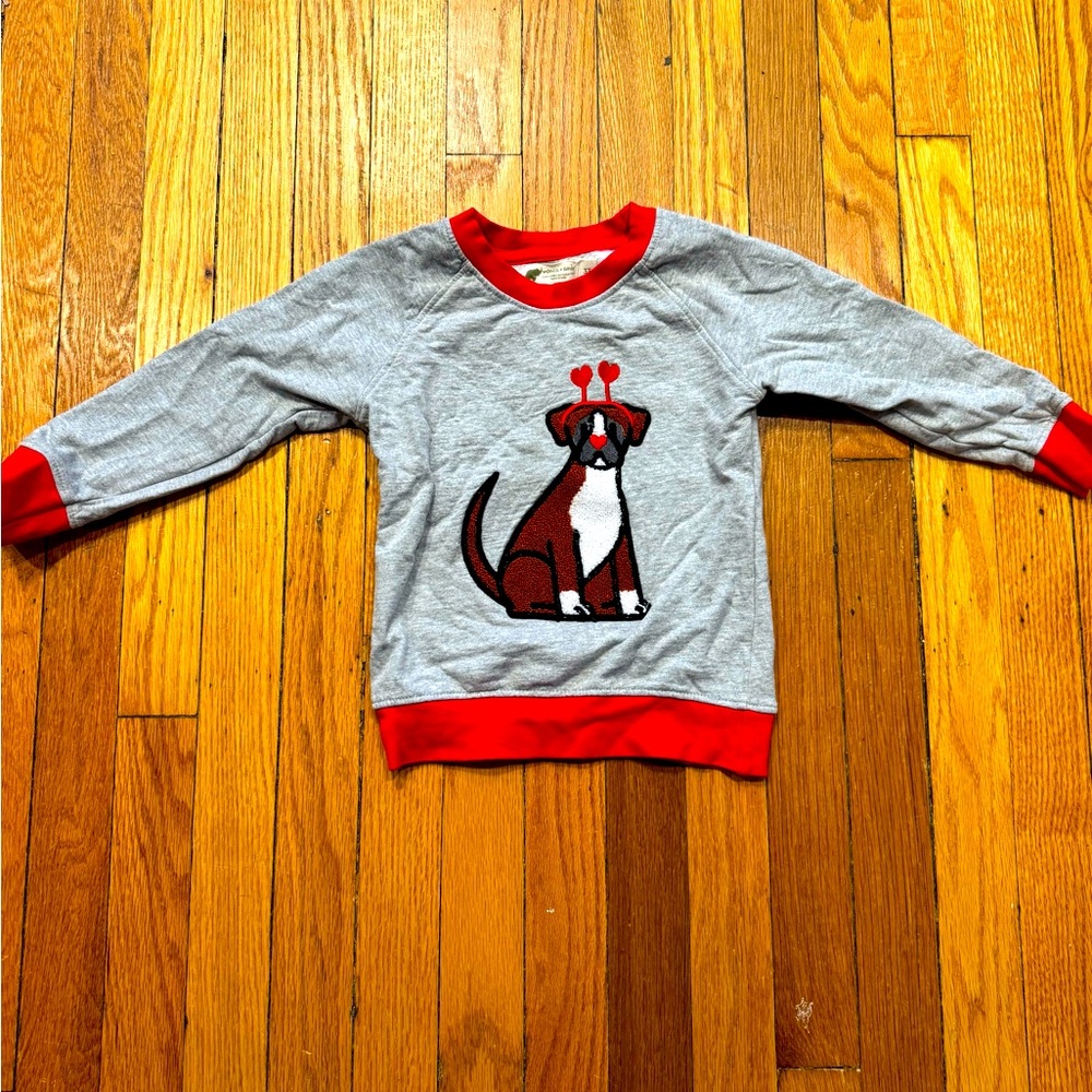 Monica and Andy Valentine Dog Embroidered Crewneck Sweatshirt, size 3T